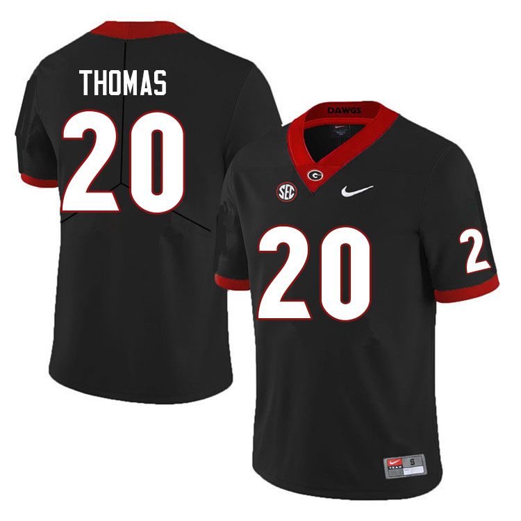 Georgia Bulldogs #20 JaCorey Thomas College Football Jerseys Sale-Black Anniversary